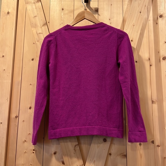 J. Crew Teddie Crew Neck Sweater Purple Fuchsia Wool Cotton Blend Size Small - Picture 2 of 4
